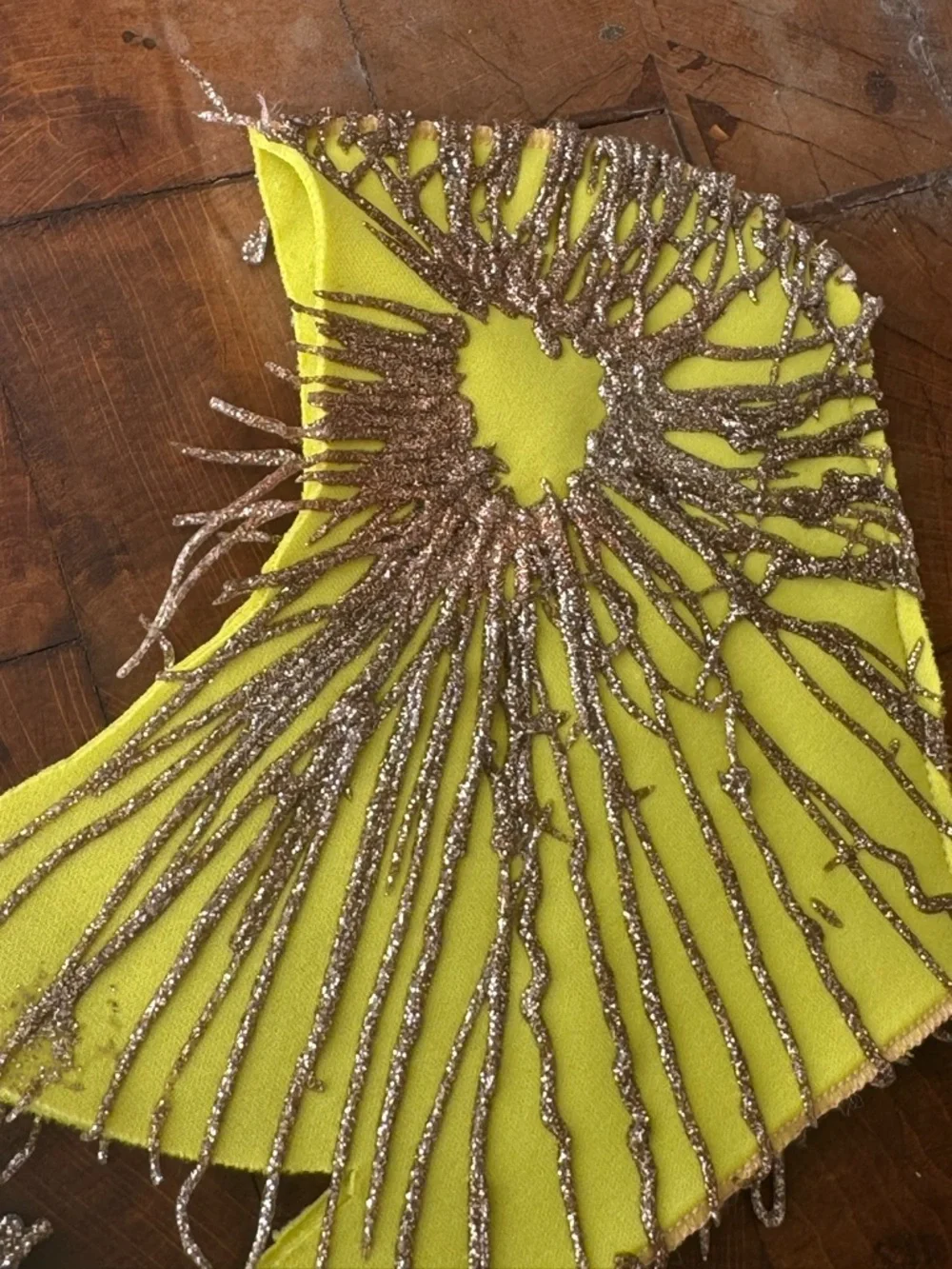 Designer Couture hand painted neon yellow mask with gold stars galaxy NEW